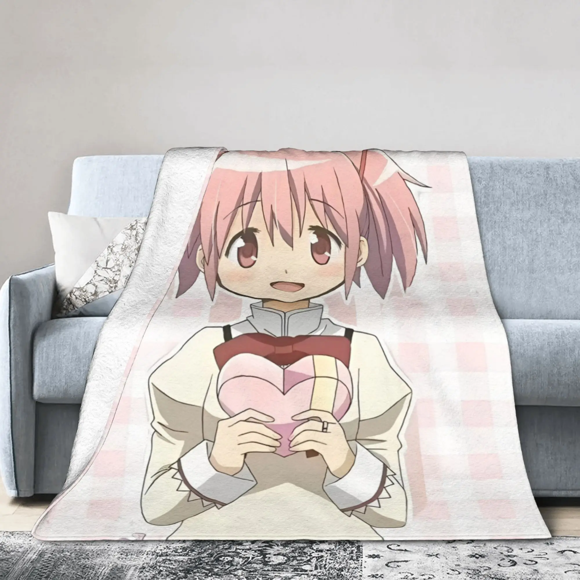 Puella Magi Madoka Magica Blanket Fleece Anime Ultra-Soft Throw Blankets for Bedding Couch Bedroom Quilt