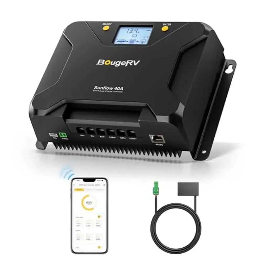 

40A MPPT Solar Charge Controller with Low-Temp Cut-Off & APP Control Backlit LCD 12V/24V Battery Regulator LiFePO4 Compatible