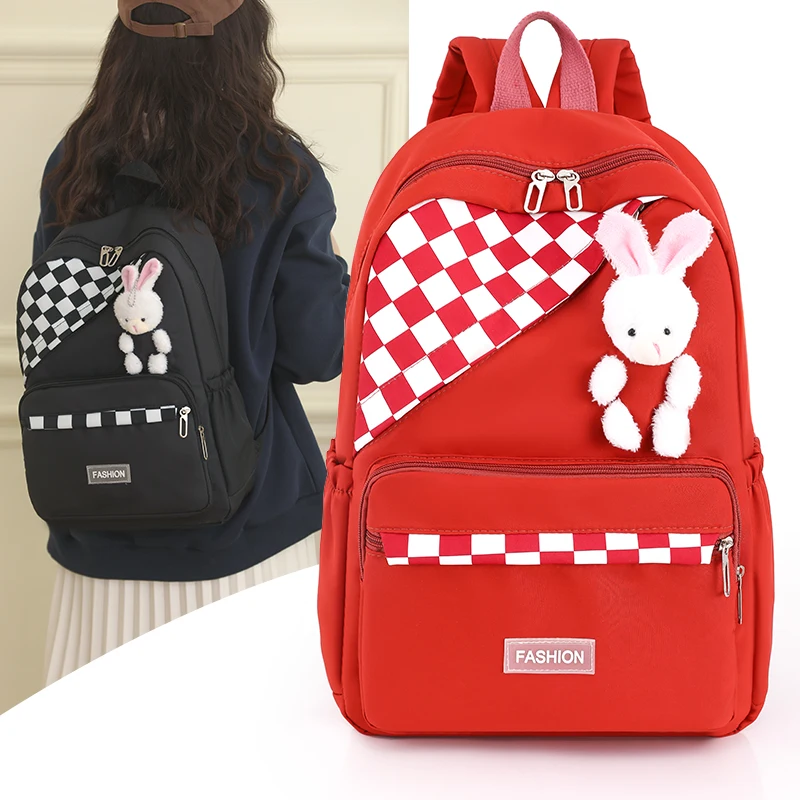 New Girls School Bag Nylon Backpack Travel Rucksack Multi Pockets Waterproof Casual Daypack Schoolbag for Women Student Teenager