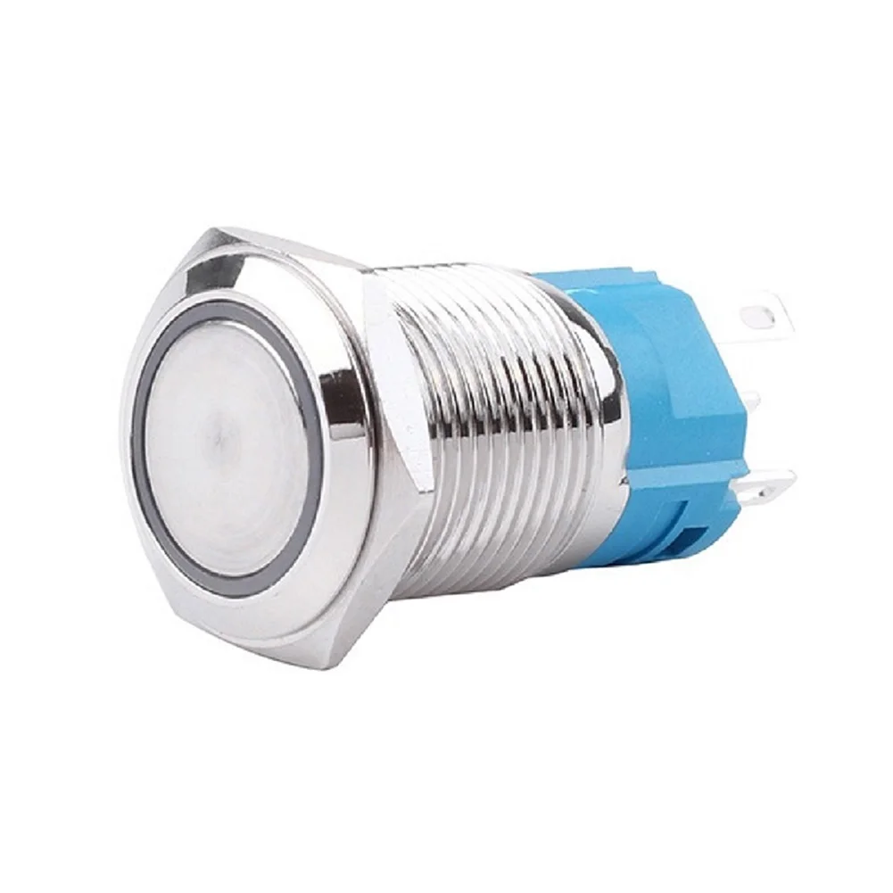 1pc 16mm 3-6V LED ON OFF Waterproof IP66 Stainless Steel Latching Push Button Switch Easy Installation