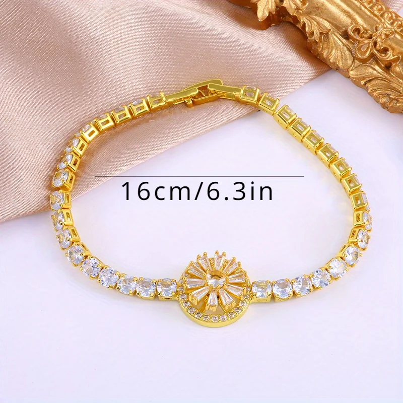 عصري 360 ° سوار كريستال عباد الشمس قابل للتدوير يمنح مجوهرات مأدبة ساحرة للنساء #3