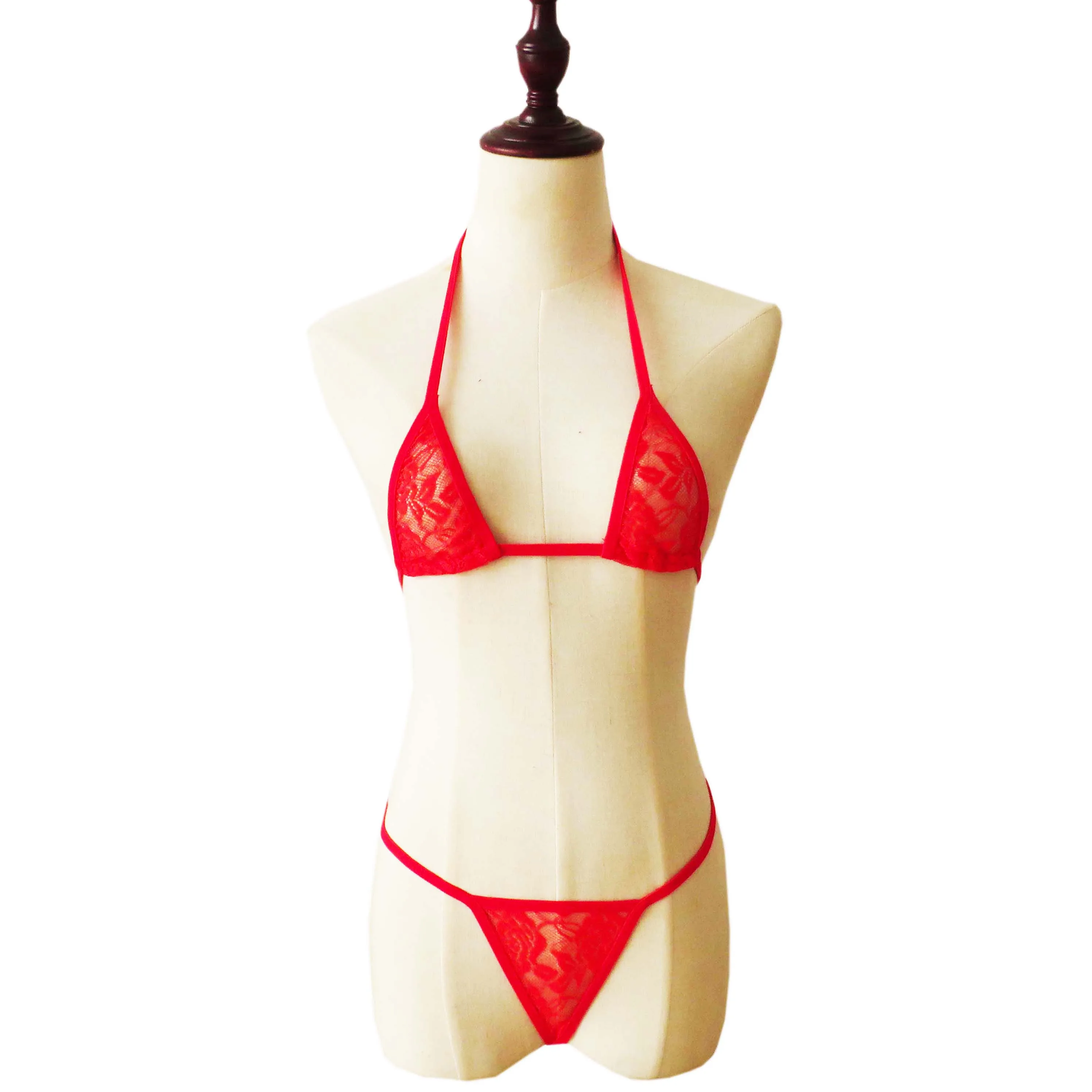 Sexy Lingerie Bikini Lingerie Set Mini Bikini Open Micro Bra Top Briefs Panties For Women - Image 2