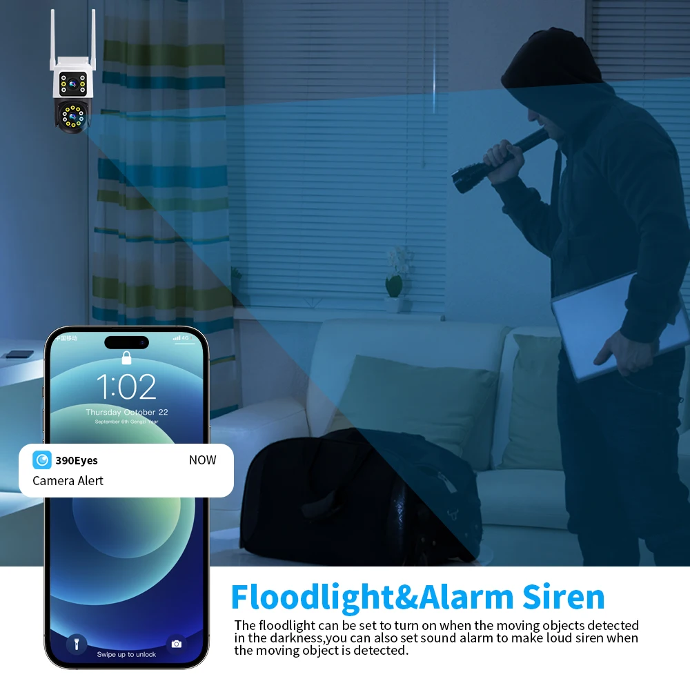 4MP 390Eyes APP security protection Wireless PTZ Intercom IP Dome Camera AI Humanoid Detection CCTV Wifi security camera