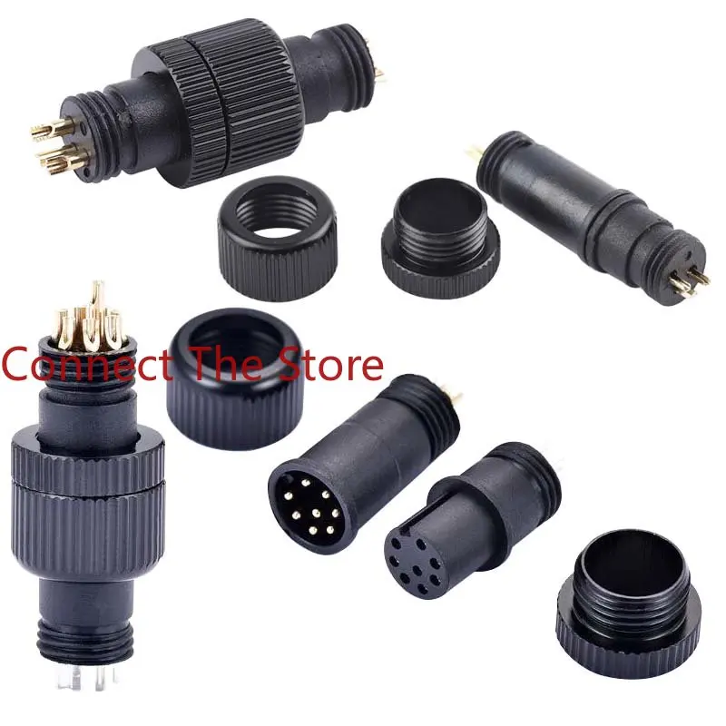 3PCS M12-4P Connector Street Light  M12-4 Core Plastic Nut M12 Aviation Plug LED Power 