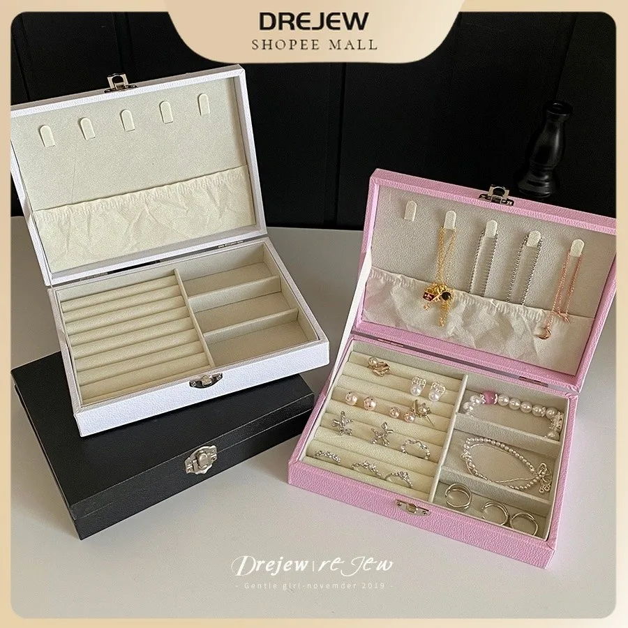Multi Grid Jewelry Storage Box with Hook Design Portable Accessory Organizer Box for Earring Bracelet Ring Necklace Arrangement