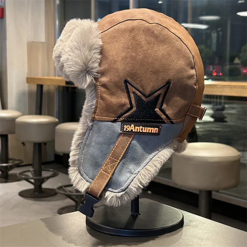 Men  Women Winter Trapper Aviator Trooper Earflap Warm Russian Waterproof Ski Hat Bomber Cap Russian Warm Ear Protectors Hats