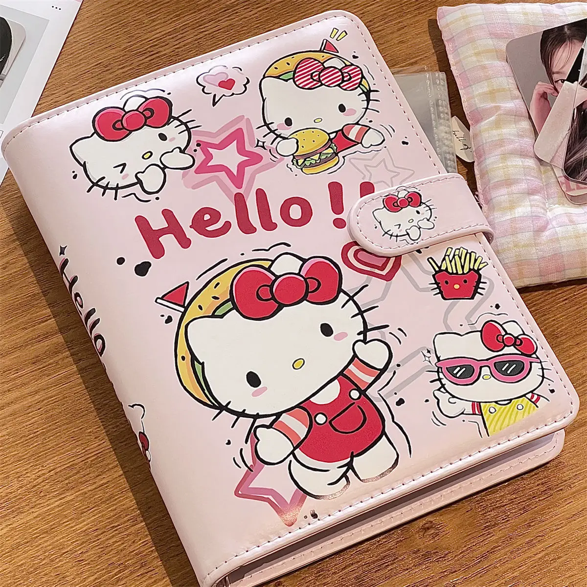 

Lovely Hello Kitty A5 Card Book Kawaii Sanrio Anime Pu Leather Storage Album Girl Heart Cartoon Cute Student Card Bag Kid Gift