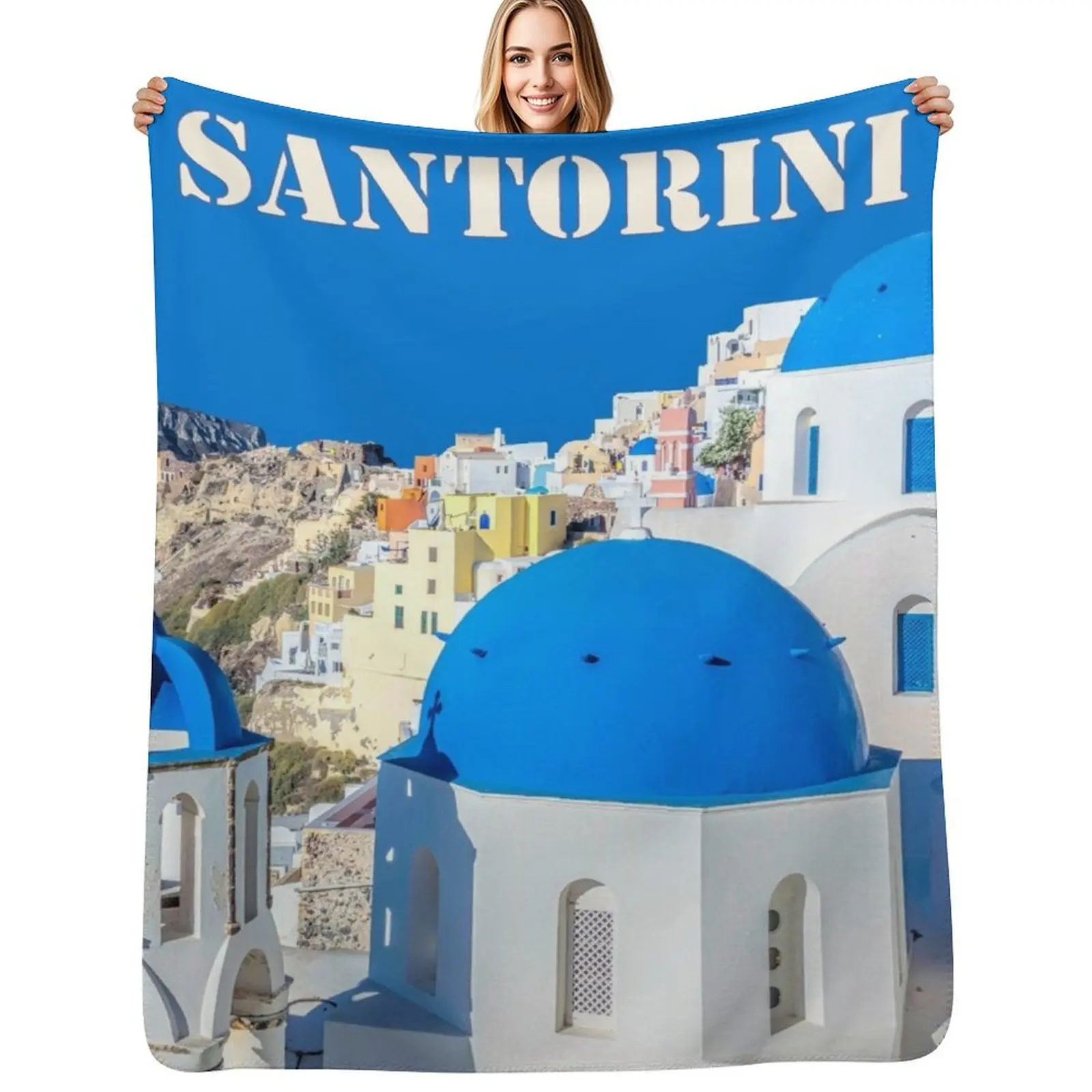 

Santorini Island Throw Blanket heavy to sleep Shaggy Quilt for sofa Blankets