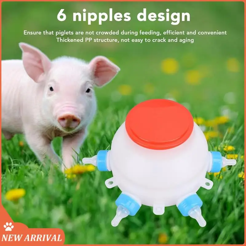 

Emption!Lamb Feeding Bucket, Piglet Feeding Bottle With 6 Nipples Livestock Milk Jug For Farm Animal Goat Lambs Dog 2.5L