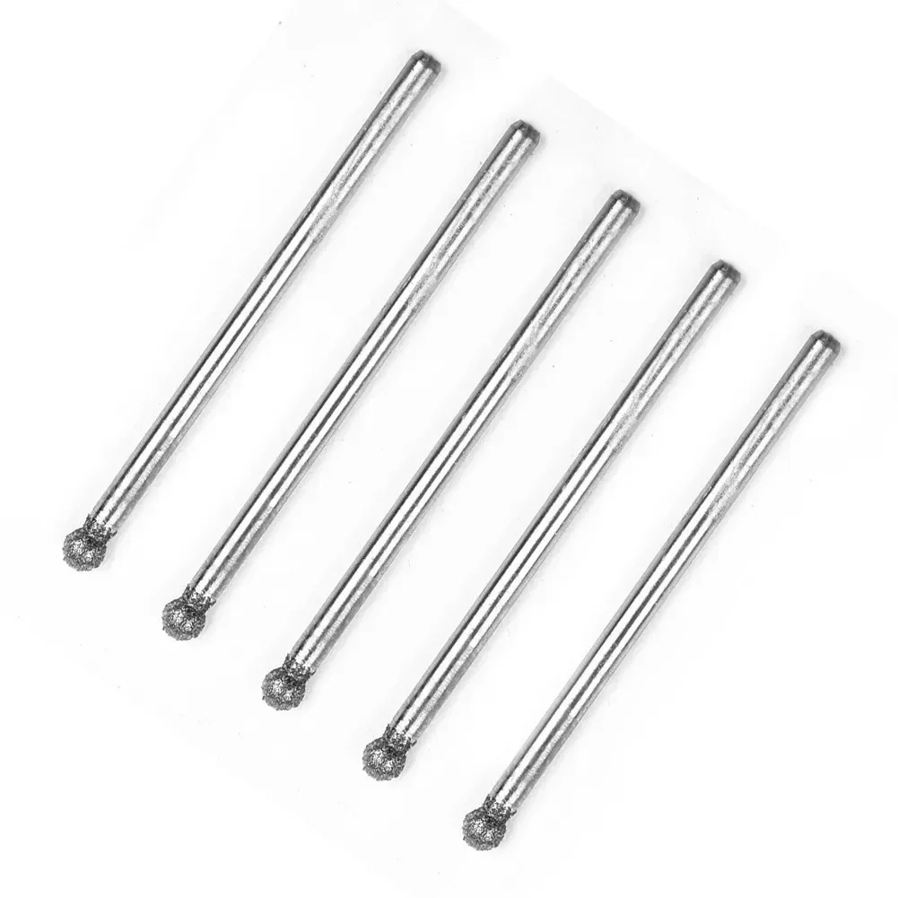 5 Pcs 0.5mm-3mm Spherical Rotating Drill Bits A 2.35mm Handle Glass Carving Grinding Carving Polishing Drill Bit Set