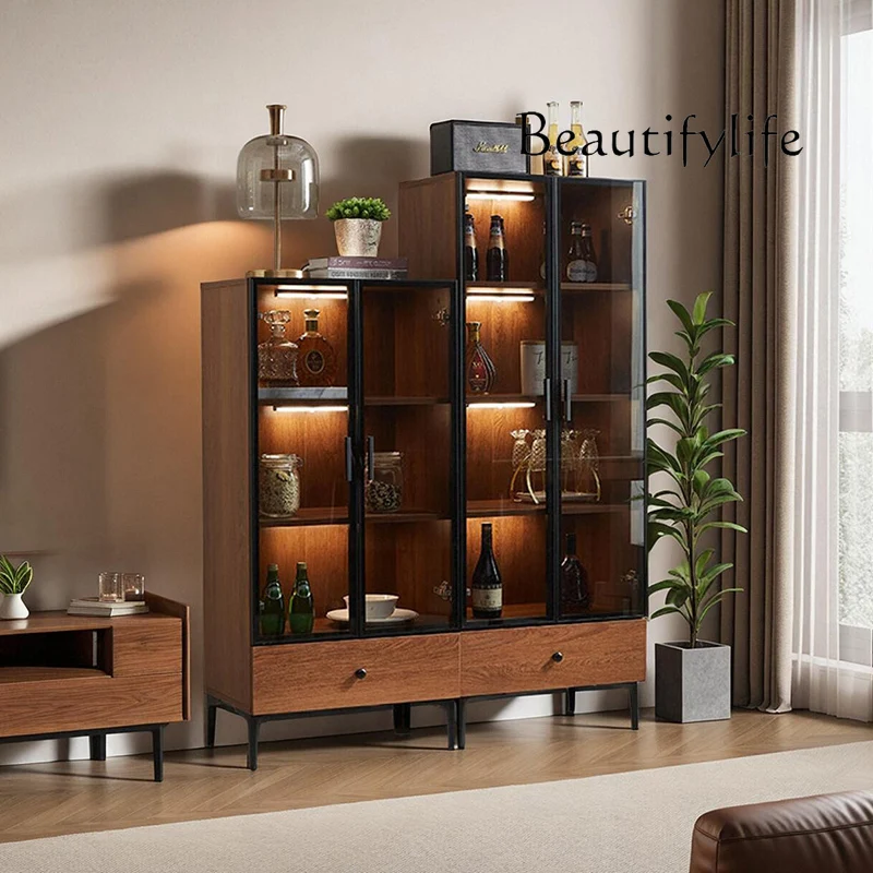 Modern simple floor designer fashion Solid wood wine cabinet display living room against the wall household small