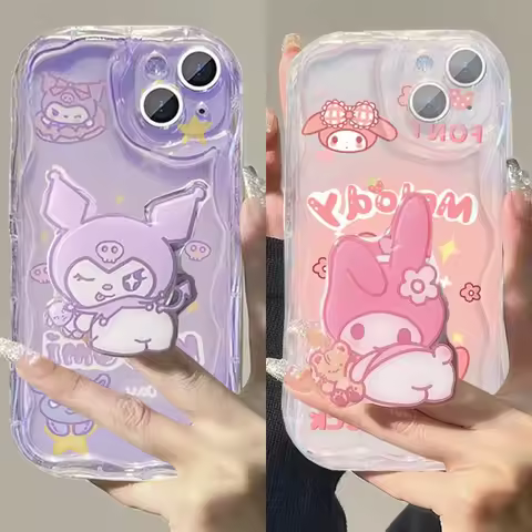 Kuromi Grip Tok Holder Case For Samsung Galaxy S24 Ultra S22 S21 Plus S20 S23 FE A55 A35 A54 A24 A14 A34 A25 A15 A53 A33 A32 A52