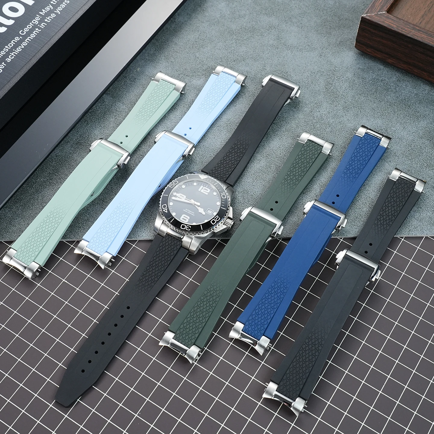 Ремешок для часов из фторкаучука 21 мм для Longines hydroconquest L3.781/L3.883.4, спортивный ремешок для часов для дайвинга + металлический интерфейс