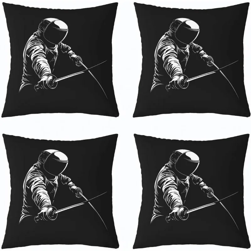 Set of 4 Ninja Warrior Pillowcases Throw Pillow Covers 40x40cm Graphic Assassin Fighter Art Bedding Decor Gift