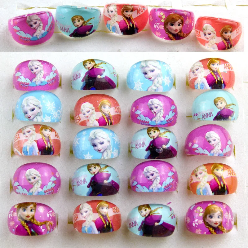 12 Stk/partij Disney Frozen Elsa Anna Prinses Ring Acryl Minnie Mouse Eenhoorn Kids Vinger Ringen Meisjes Verjaardag Geschenken Party Leveranties