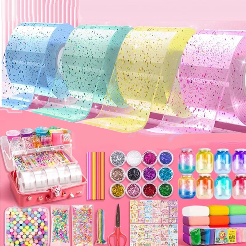 2 יחידות סרט בועות נפח לא מסמן דו צדדי דבק DIY Craft Pinch Decompression PET Nano Glue Kneading Music Blowing B