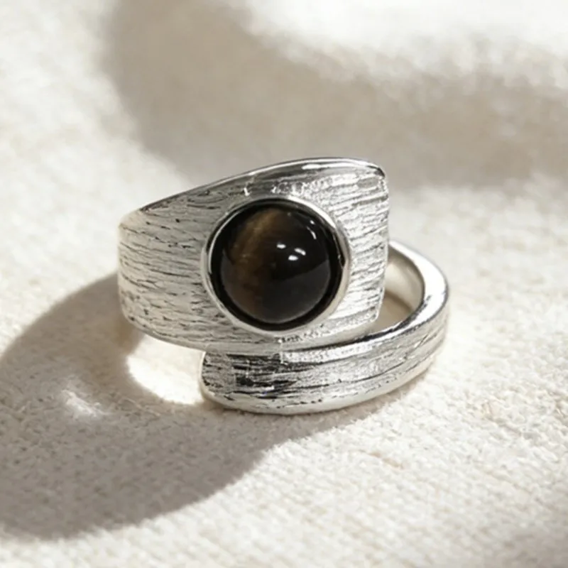 Women's Minimalist Handmade 925 Sterling Silver Big Stone Ring