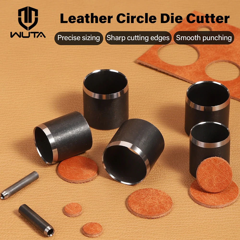 WUTA High-Carbon Steel Round Hollow Punch Die Set Leather Circle Cutter for Vegetable Tanned Leather Rubber Cork Canvas Paper DI