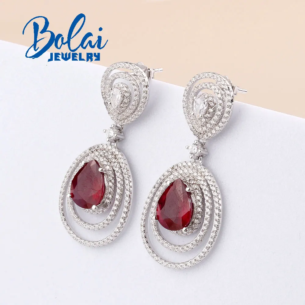 Light luxury ruby long earrings Natural gems women's fine jewelry 925 sterling silver anniversary engagement banquet wear