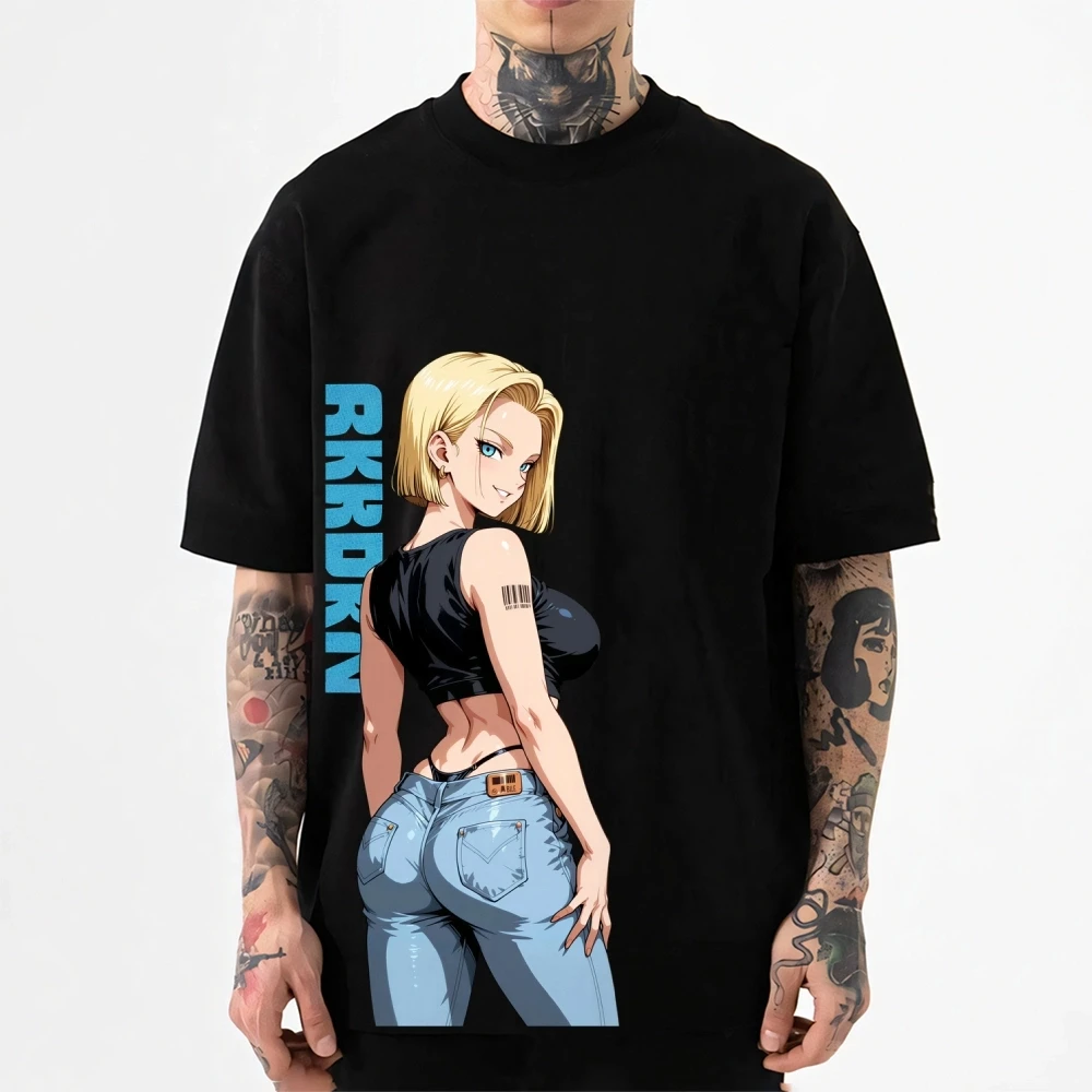 Dragon Ball Android 18 Japanischer Stil Klassisches T-Shirt Hochwertige Streetwear Herrenbekleidung Damenbekleidung 2026 Sommer Neues T-Shirt