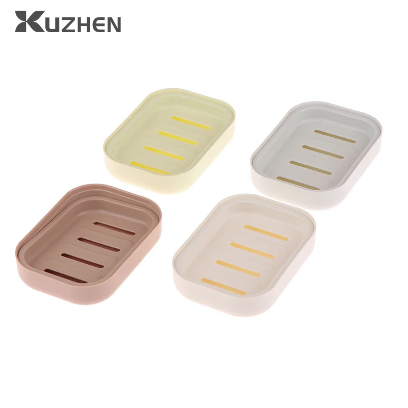 2Pcs Soap Dishes With Cover Double-layer Plastic Soap Box Portable Household Bathroom Drain Soap Tray Bathroom Soap Box