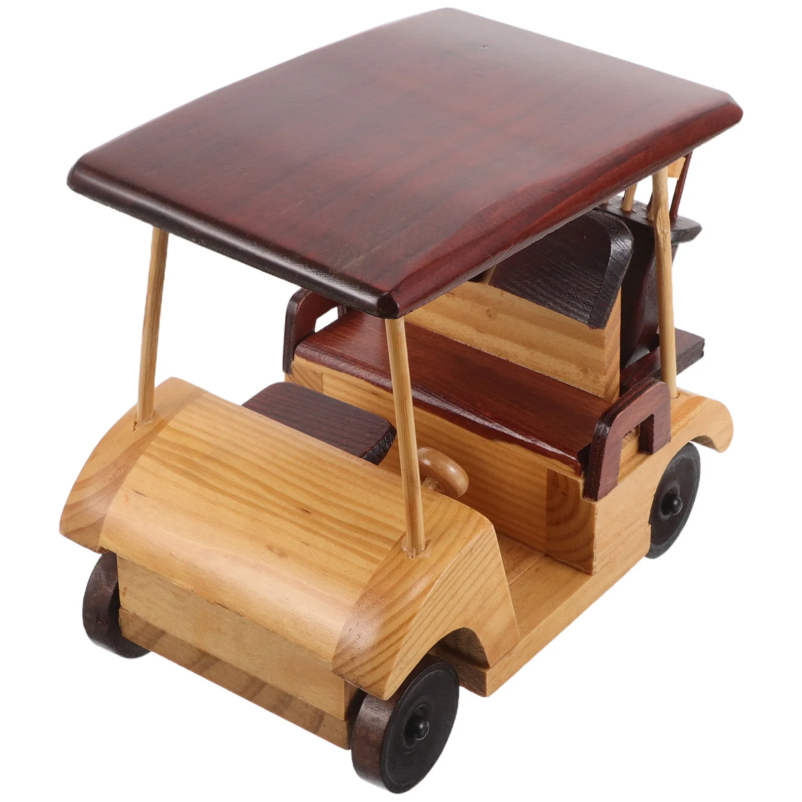 Premium Solid Wood Vintage Car Sculpture Handcarved Rustic Vehicle Ornament Desktop Shelf Decor for Living Room Study Office