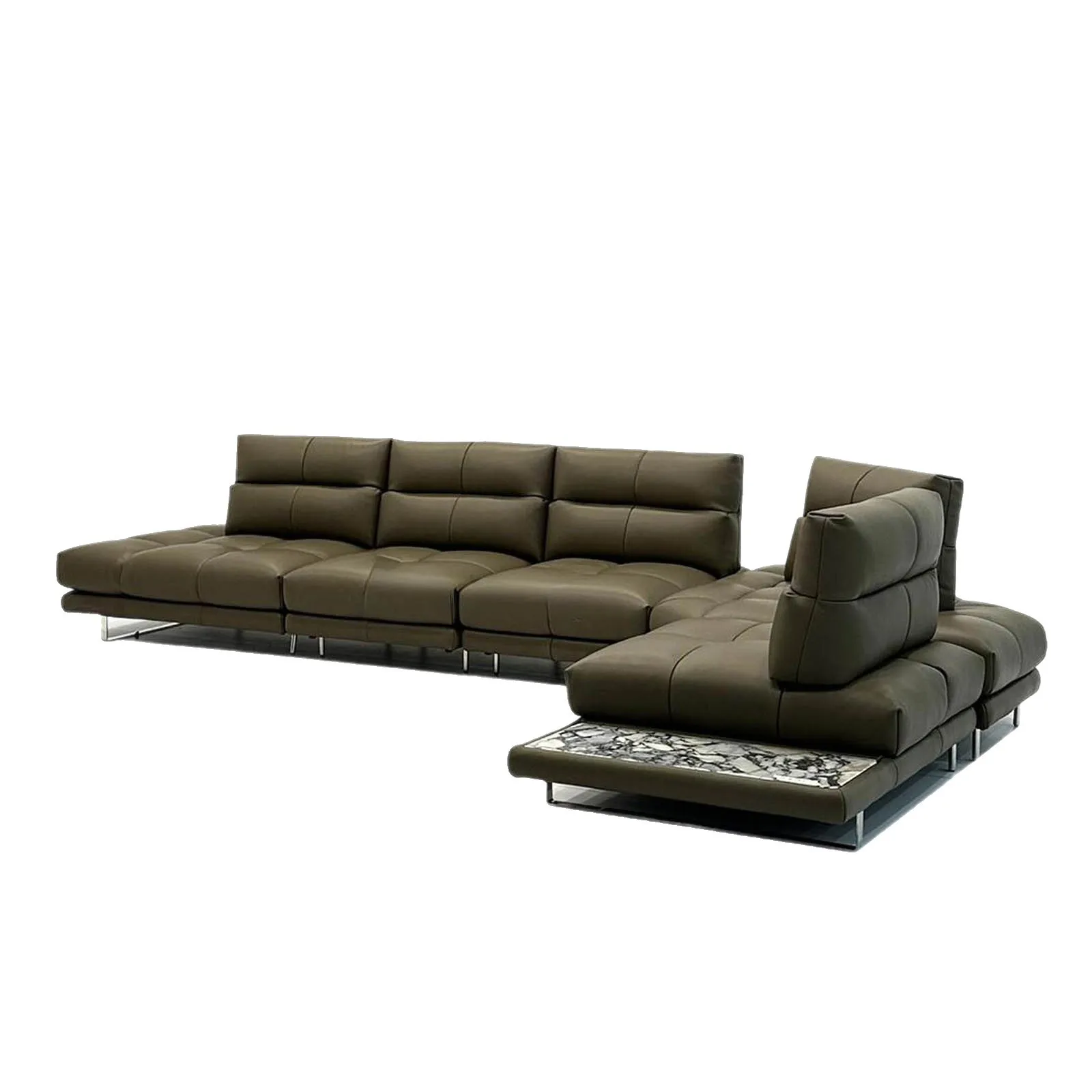 Italian high-luxury all-leather sofa wide and deep movable backrest large sofa