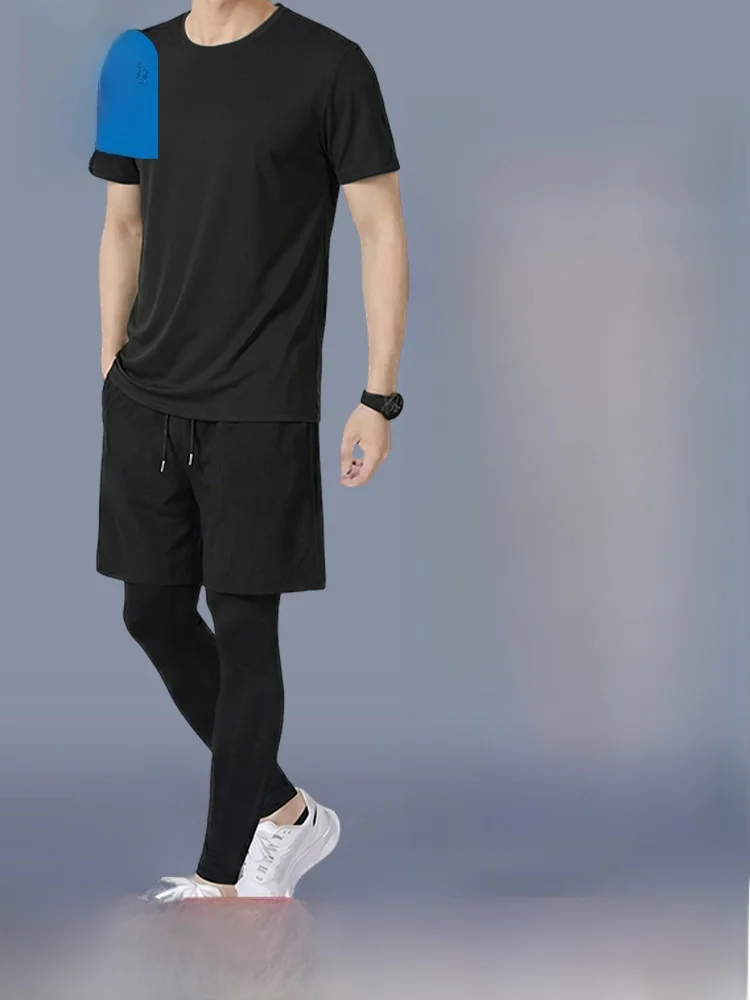 

Jeanswest Qui Dry Sports Set Men Summer Thin Ice Silk ort Sve T-irt orts Running Casual Sportswear Youth Polyester...