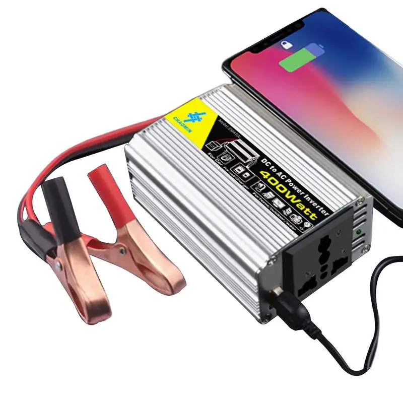 400W Power Supply Car Inverter, Car Cigarette Lighter 12V to 220V Inverter, Car Converter With 12 to 220, 1 AC & 1 USB Ports