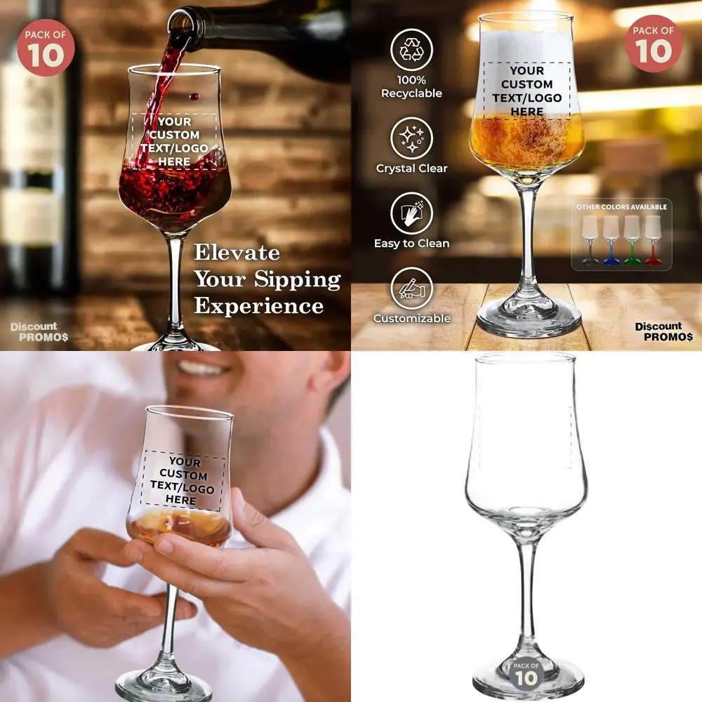 

Набор из 10 персонализированных стаканов объемом 12 унций. Бокалы для вина - Элегантная стеклянная посуда для мероприятий и подарков