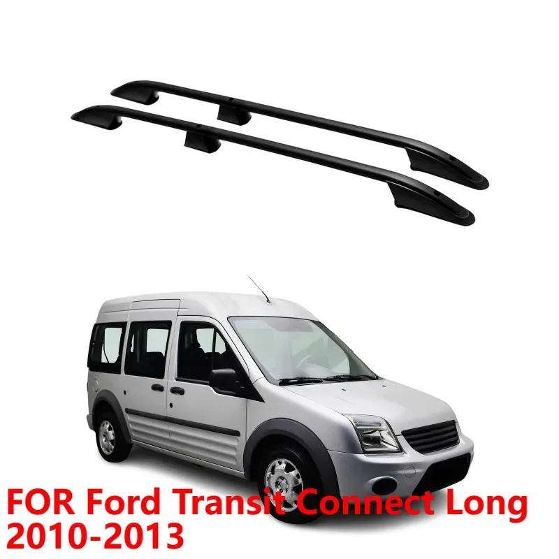 Roof Rails For Ford Transit Connect Long 2010-2013, Black Aluminum Rack Set 2Pcs