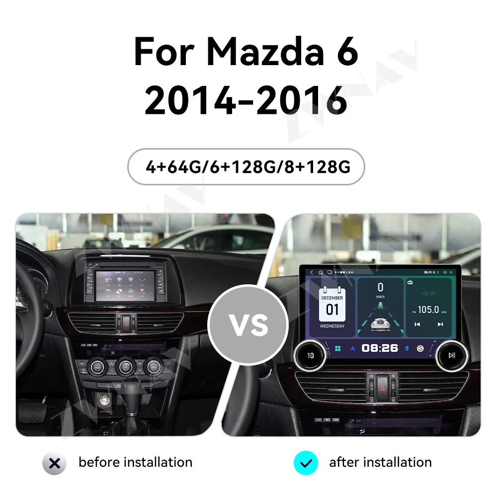 11.5inch Touch HD Screen Android 15 For Mazda 6 2014-2016 Multimedia Player Stereo GPS Navigation Auto Radio Heat Unit Auto