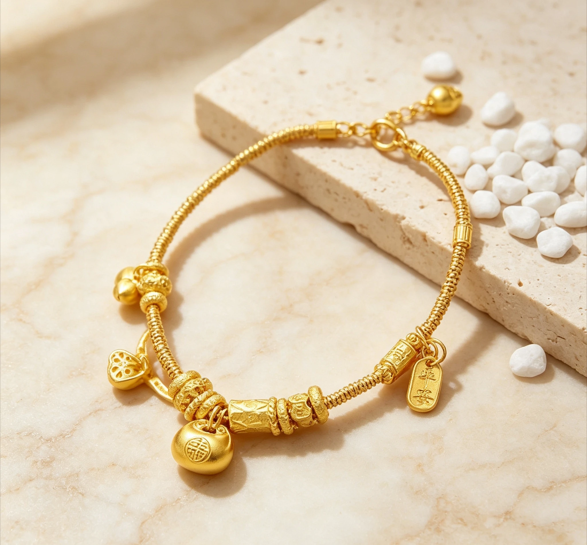 Bracelet 9999 24K Real Gold Women's Light Luxury Retro Versatile Dishes Bracelet Handle De Giving gifts for friends