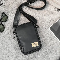 Korean Style Men Shoulder Bags Fashion Men Crossbody Bags Leather Unisex Phone Bag