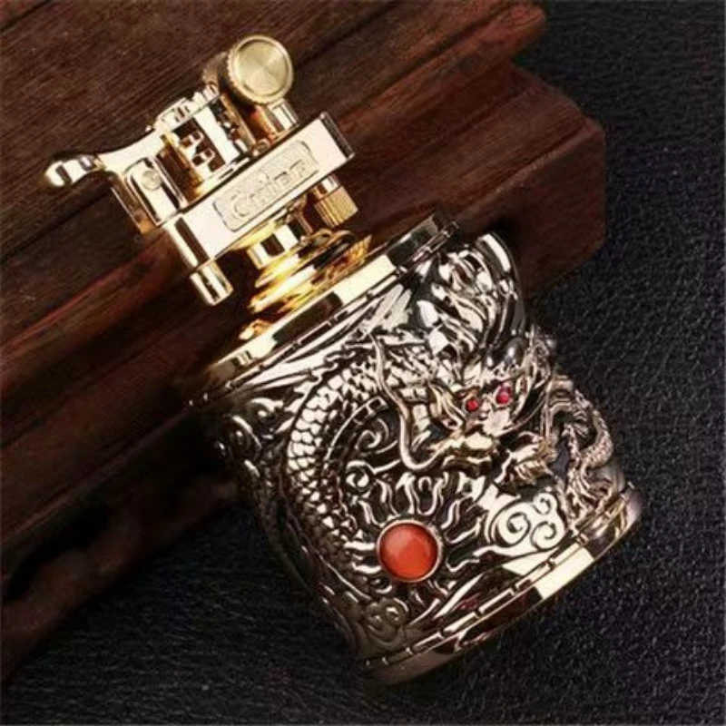 Leader Kerosiene Lighter CF206 Xiangyun Feilong Three-dimensional Relief Dragon Pillar Large Office Living Room Ornament