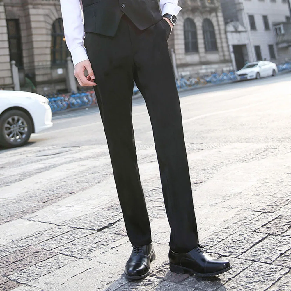 New Men Business Casual Suit Pants Men Solid Office Formal Trousers Mens Classic Style Suit Long Pants Plus Size