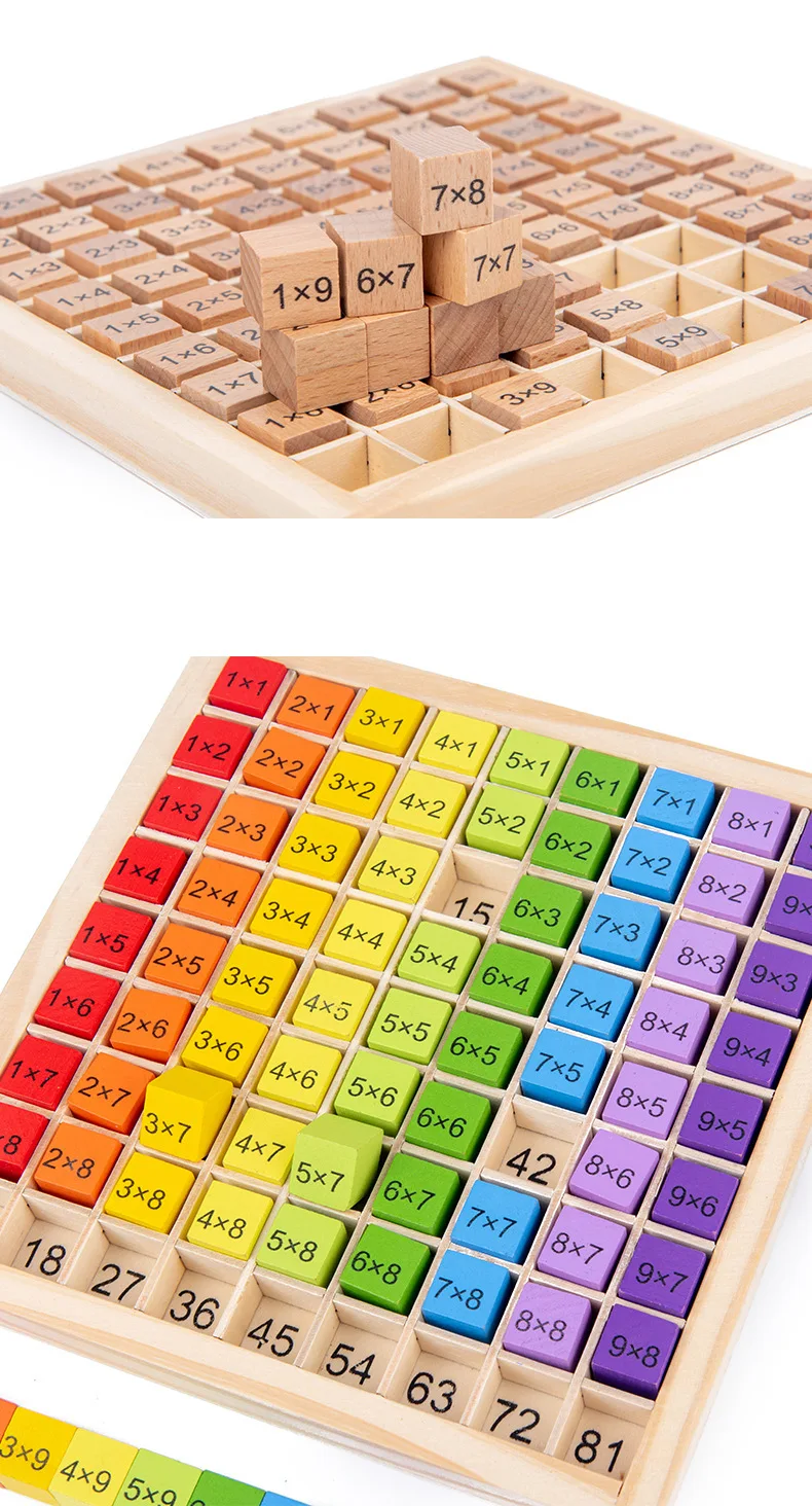 Montessori Educational Wooden Math Toys For Kids Children Baby Toys 99 Multiplication Table Math Arithmetic Teaching Aids