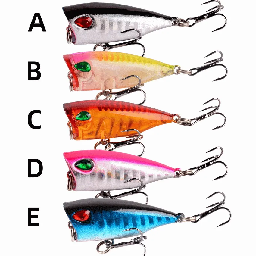 5pcs Popper Fishing Lures 4cm 3g Topwater Wobblers Poper Lure Swimbait Bass Artificial Baits Fishing Tackle Pesca For Perch