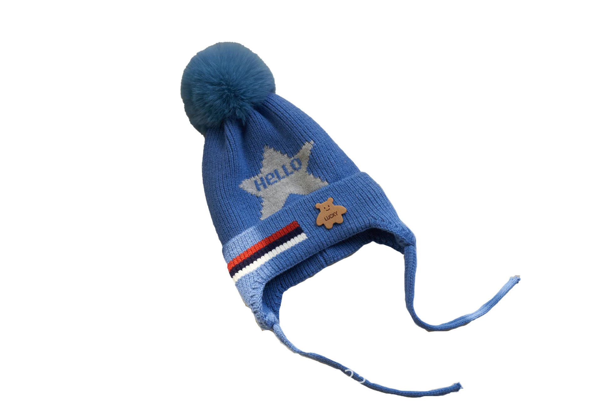 Winter Kids Beanie Baby Boys Girls Hat Cable Knitted Pompom Caps Earflap Ear Protection Children Bonnets