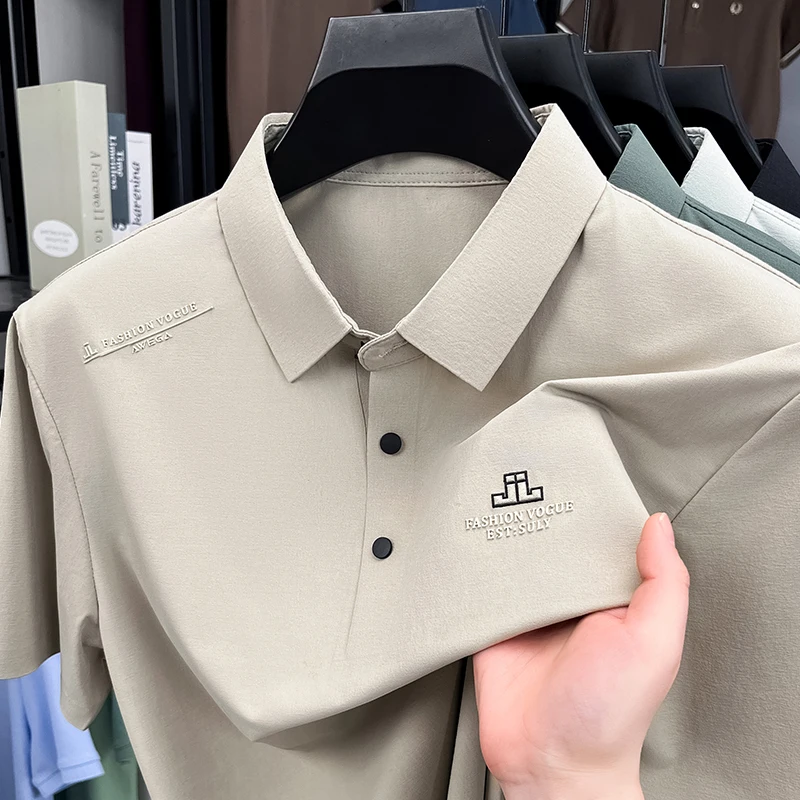 

Роскошные бренды буквы тиснением polo Рубашка мужские новый пункт модные комфортабельные футболки летний лед шелк прохладная воздухопроницаемая одежда