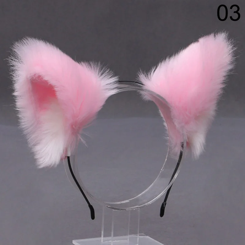 Cute Lolita Cosplay Cat Ears Headband Anime Dance Party Costume Wolf Fox Ear Plush Hairband Girls Kawaii Hair Accessories Props