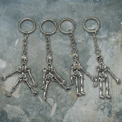 Skull Keychain Punk Multi-jointed Skeleton Keyring Car Charms Gothic Horror Pendant Halloween Ghost Head Jewelry Couple Gift