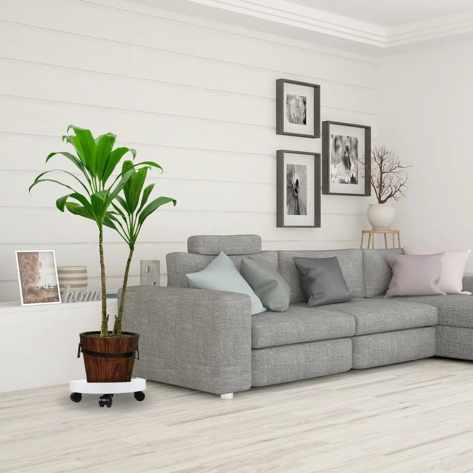 Suporte de pote engrossado resistente à sujeira fosco grande capacidade rolamento planta suporte rodas lisas piso seguro