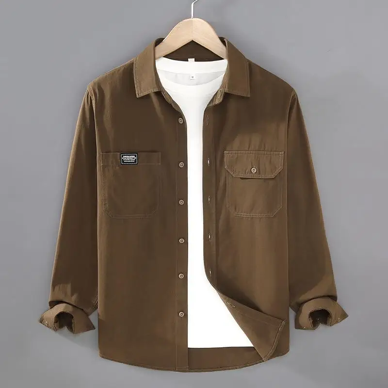 

Men's Long Sleeve Pocket Shirt Workwear Jacket Casual Comfortable Fashionable Versatile Pocket Design for Business And Casual...