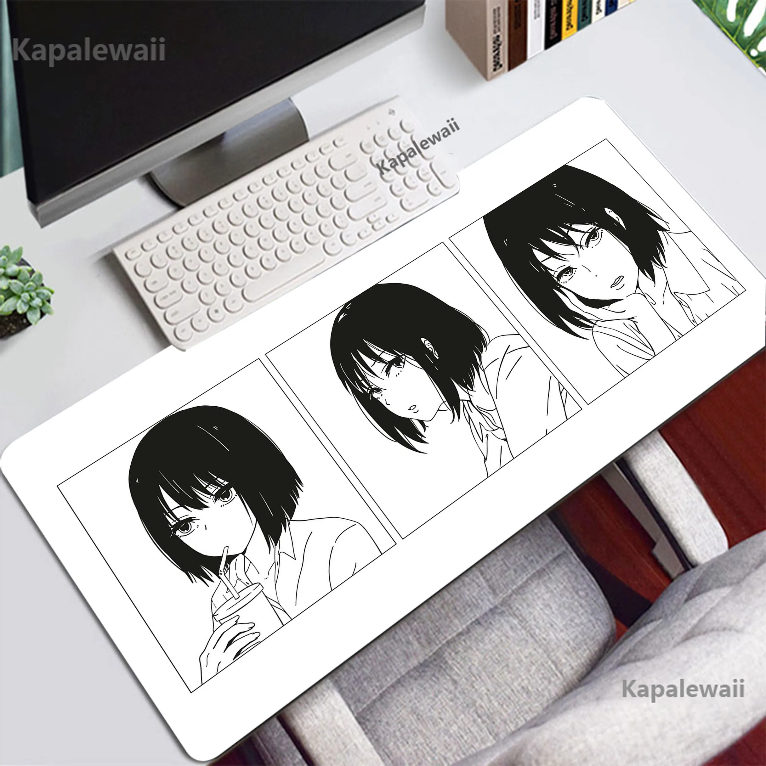 

Japanese Anime kawaii Girl Mousepad Gaming Speed Keyboard Pads Mouse Pad XXL Rubber Carpet Locked Edge Mouse Mat 900x400mm