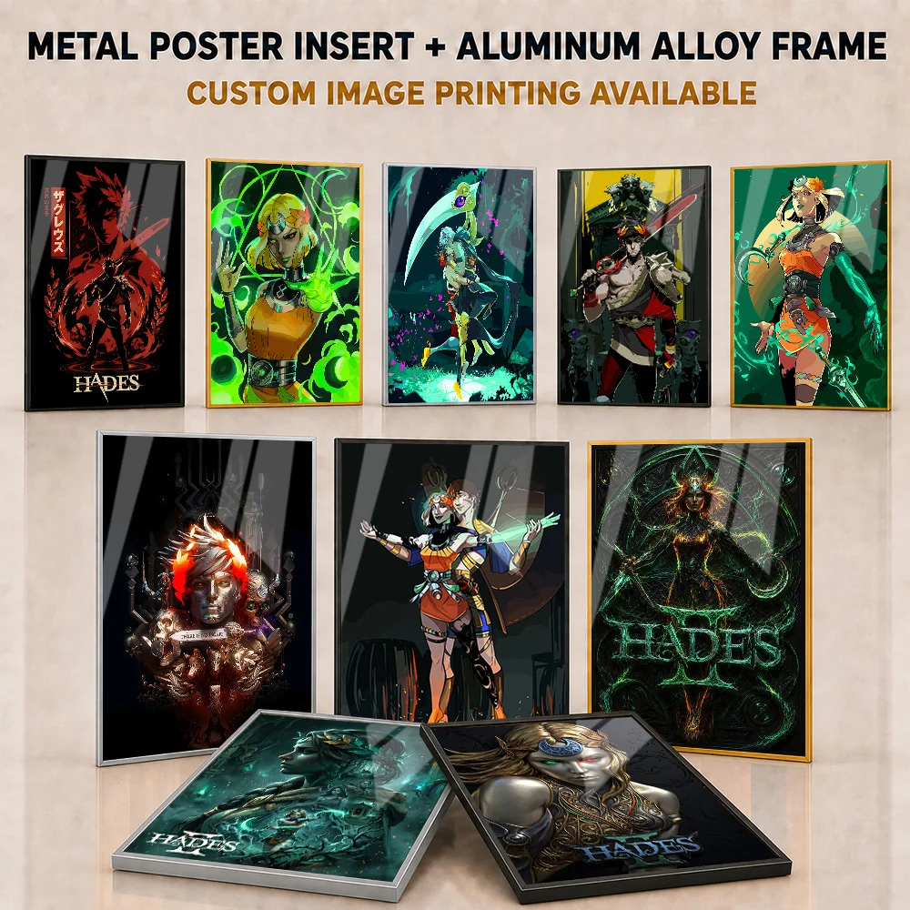Hades Framed Metal Poster Personalized Atmospheric Indie Adventure Wall Art For Game Room Or Streaming Studio Fantasy Fan Gift