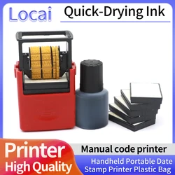 Handheld Portable Date Stamp Printer Quick-Drying Ink Date Printing Coding Machine for Food Plastic Bag Bottle Metal Cans Paper