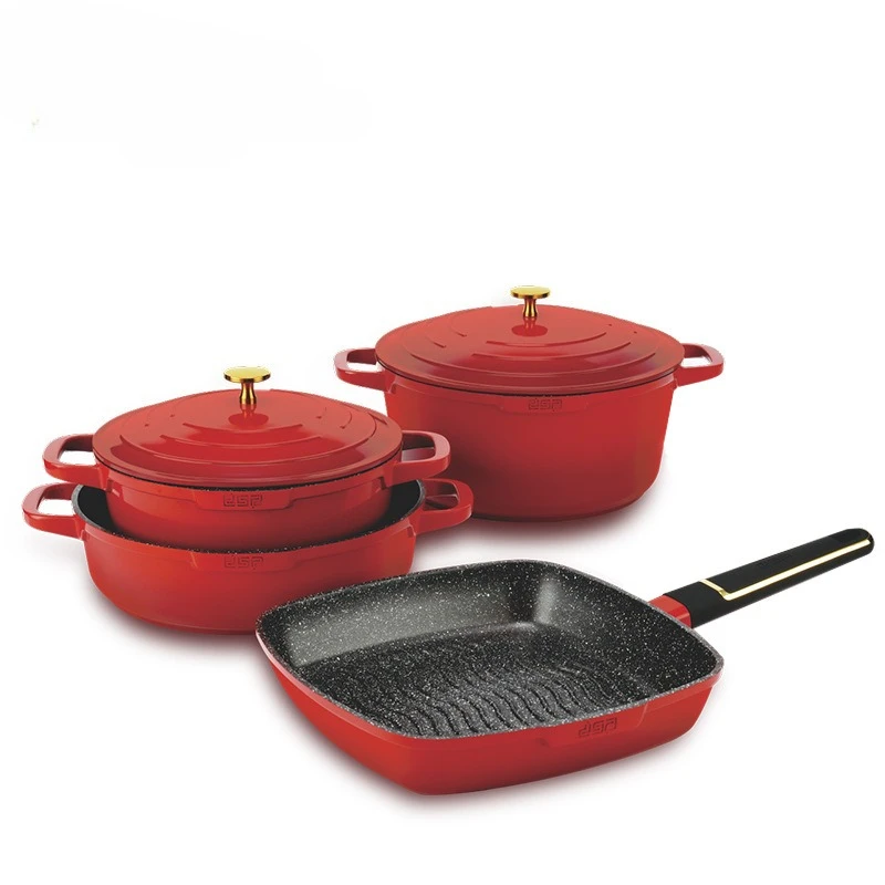 

Non-stick pan household multi-functional 4-piece pot set fryingpan souppan induction cooker gas stove