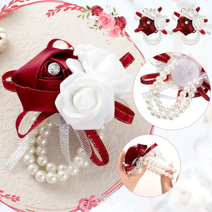 18 قطعة من صدر المعصم الوردي الاصطناعي للحفلات الراقصة والمناسبات الزفاف ترتيبات زهور أنيقة محمولة لأم العروس