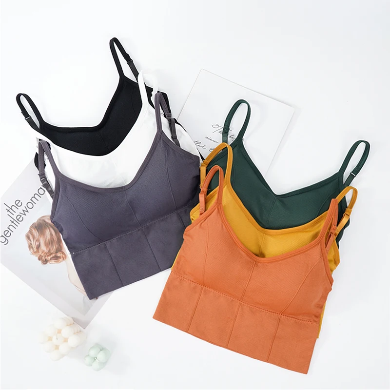 Women Tank Crop Top Seamless Underwear Crop Top Female U Back Short Tops Women Sexy Lingerie Sleeveless Padded Camisole